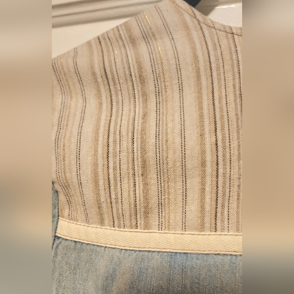 Free People Denim Jumpsuit with Gold Thread accents Size 4. - Picture 3 of 5